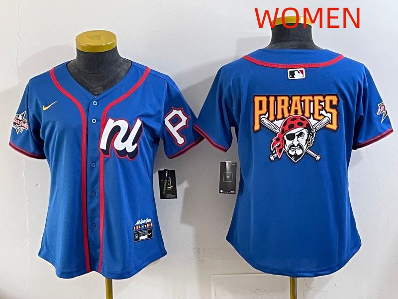 Women 2025 Pittsburgh Pirates Blank Blue All star Nike MLB Jersey style 03->youth mlb jersey->Youth Jersey